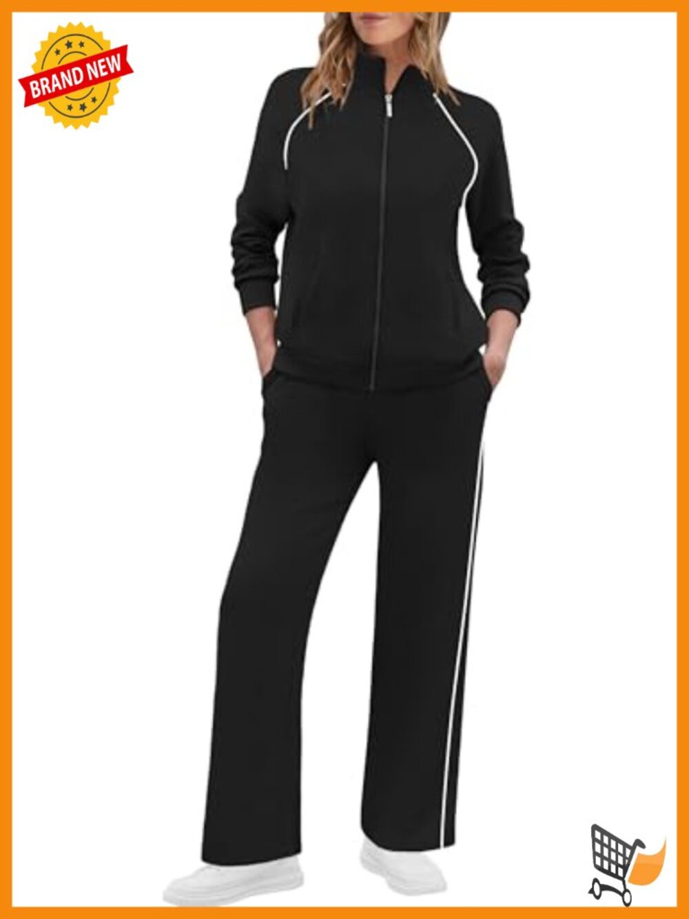 Women's 2 Piece Lounge Set Full Zip Sweatsuit Wide Leg Sweatpants Set